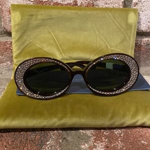 GUCCI Special Edition Crystal Studded Oval Frame Sunglasses